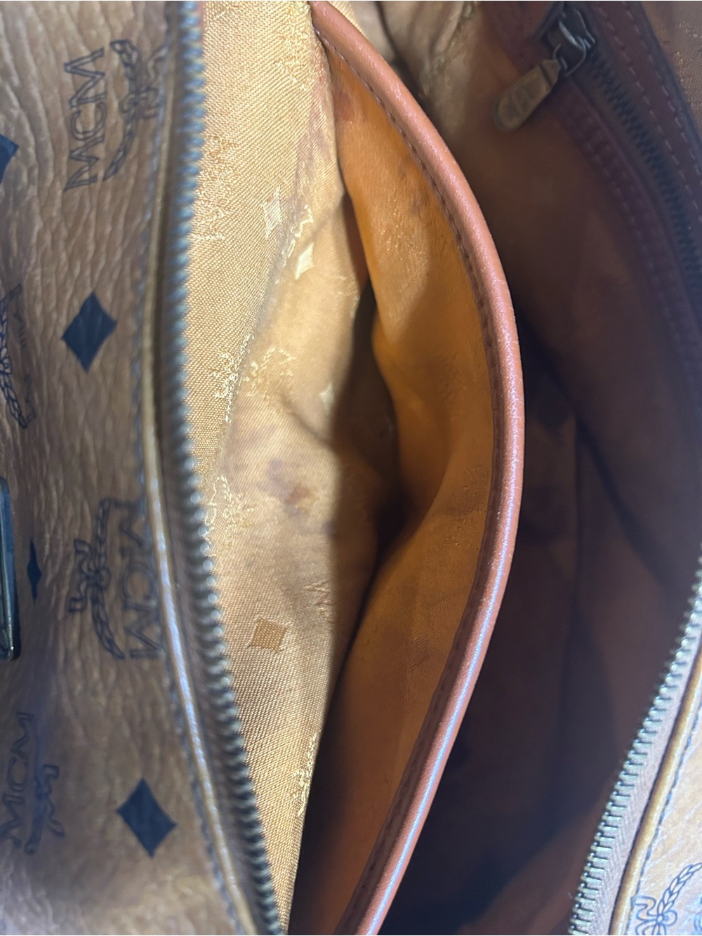 MCM Tan Visetos Monogram Satchel with Brown Handles 13x8x7 (read descript) - Picture 12 of 15